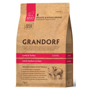 Grandorf DOG ADULT MEDIUM & MAXI Lamb & Turkey сухий корм для дорослих собак середніх і крупних порід з ягням 3 кг