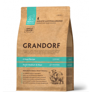 Grandorf DOG ADULT MEDIUM & MAXI 4 MEAT RECIPE сухий корм для дорослих собак 4 види м'яса з пробіотиками 3 кг Grandorf DOG ADULT MEDIUM & MAXI 4 MEAT RECIPE сухий корм для дорослих собак 4 види м'яса з пробіотиками 3 кг