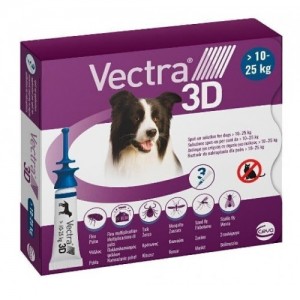 Ceva VECTRA 3D краплі від бліх та кліщів для собак вагою 10,1-25 кг, 3 піпетки