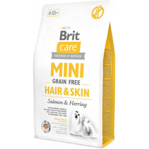 Brit Care Mini Grain Free Hair & Skin сухий корм для дорослих собак мініатюрних порід з лососем 2 кг