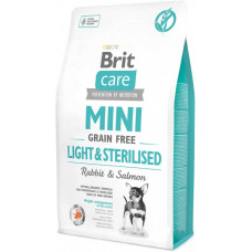 Brit Care Mini Light & Sterilised сухий беззерновой гіпоалергенний корм для собак мініатюрних порід з надмірною вагою або стерилізованих собак з лососем і кроликом 2 кг