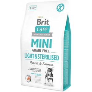 Brit Care Mini Light & Sterilised сухий беззерновой гіпоалергенний корм для собак мініатюрних порід з надмірною вагою або стерилізованих собак з лососем і кроликом 2 кг