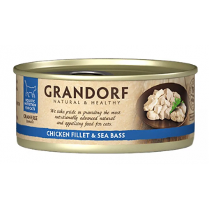 GRANDORF Консерви для кішок "Куряча грудка з сибасом", 70 г