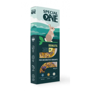 Ласощі для гризунів Special One «Пончики» 50 г / 3 шт (волошка, календула, ромашка) Ласощі для гризунів Special One «Пончики» 50 г / 3 шт (волошка, календула, ромашка)